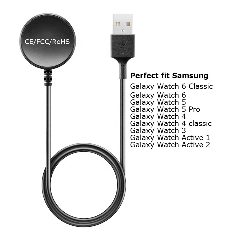 CE RoHS Wireless Watch Charger for Samsung Galaxy Watch 6 5 4 3 Active 2 USB Cable Magnetic Base Qi Charging Dock