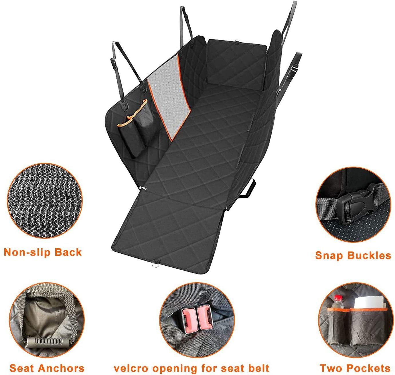 Hot Sale Waterproof Hammock Convertible Dog Car Seat Covers with Side Flaps for Car Backseat  pet dog seat cover for car