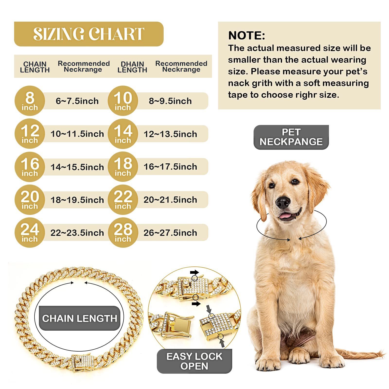 Dog cuban chain Luxury metal chains for dog gold silver rose gold dog pet neck necklace collars with diamonds Pet accessories