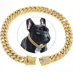 Pet Accessories Luxury metal dog chains with rhinestone Crystal pet necklace collars Pet Collar Dog Cat Collar dog supplies