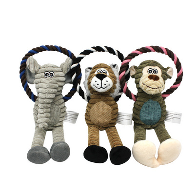 Pet toys wholesale Dog Chew Toys with Internal Plush Stuffed and Knotted Ropes Animal monkey Shape Dog Toys