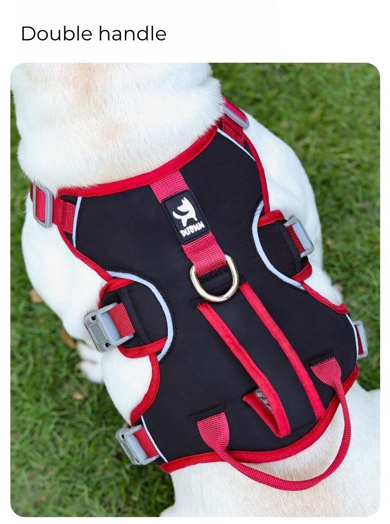 Personalized Custom Reflective Adjustable Escape-proof Breathable Big Tactical Dog Harness with 3 Straps Service Dog vest