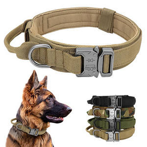 Durable Tactical Dog Collar with Control Handle adjustable Dog Collars For German Shepard Medium Large dog Training hunting