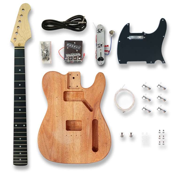 unfinished diy electric guitar electric kit with all accessories pick up cable neck body