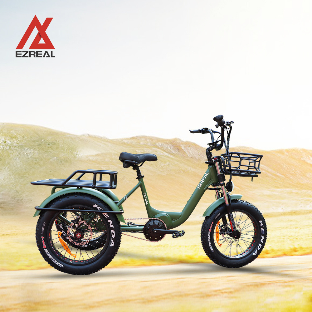 EZREAL High Quality Electric Tricycles 3 Wheel Electric Cargo Bike Bicycle CE 48V Shimano Nexus 7 Speed Tricycle 2 Seats Open