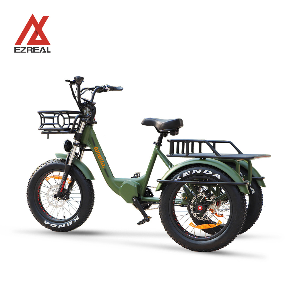 EZREAL High Quality Electric Tricycles 3 Wheel Electric Cargo Bike Bicycle CE 48V Shimano Nexus 7 Speed Tricycle 2 Seats Open