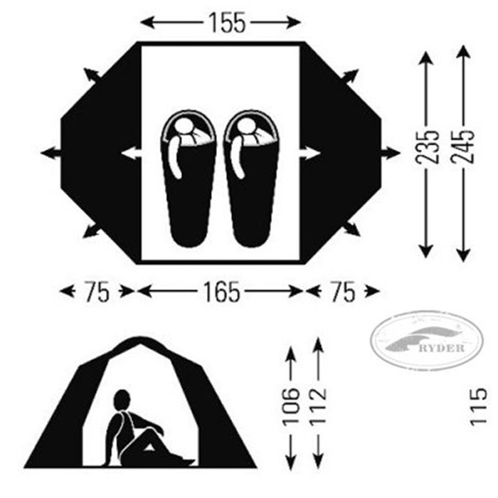 Hiking Elegant Aluminium Pole Frame Two Person Picnic Seam Taped Dome Tent for Outdoor Sports Self Standing Watershed 2000mm