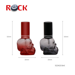 8ml clear glass bottle skull shape perfume bottle with aluminum cap