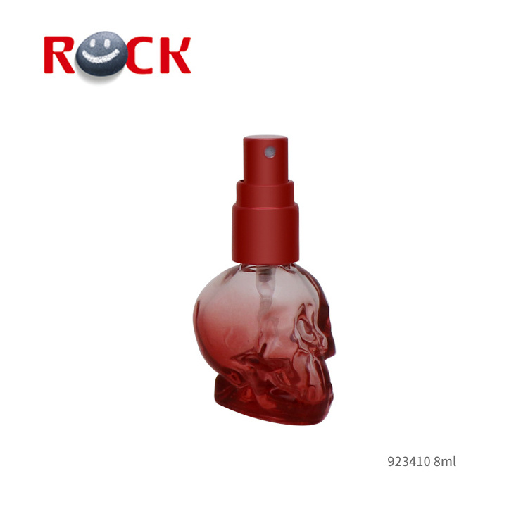 8ml clear glass bottle skull shape perfume bottle with aluminum cap