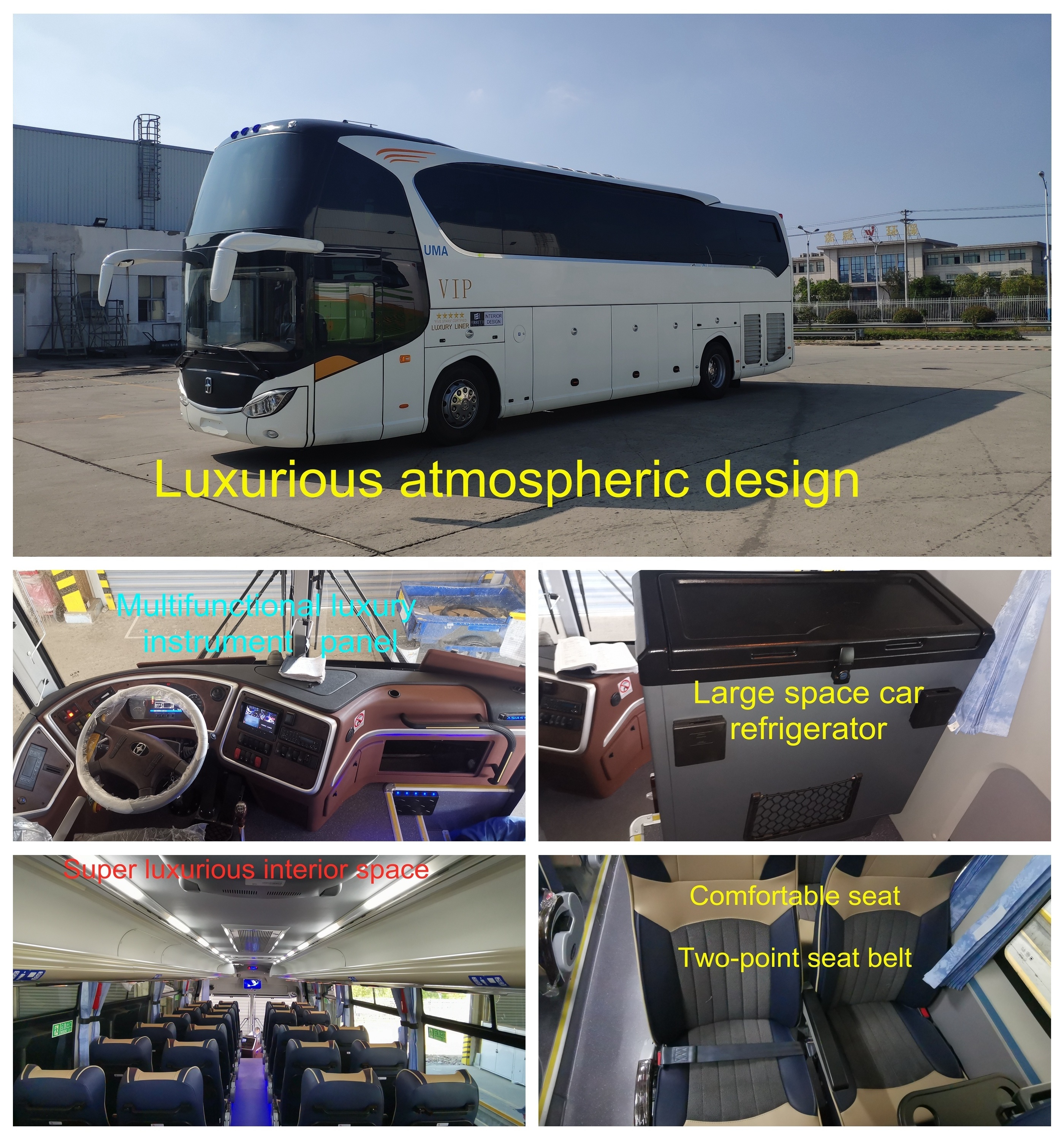 Africa popular right hand drive luxury bus 12m 65 seats new front engine passenger coach bus