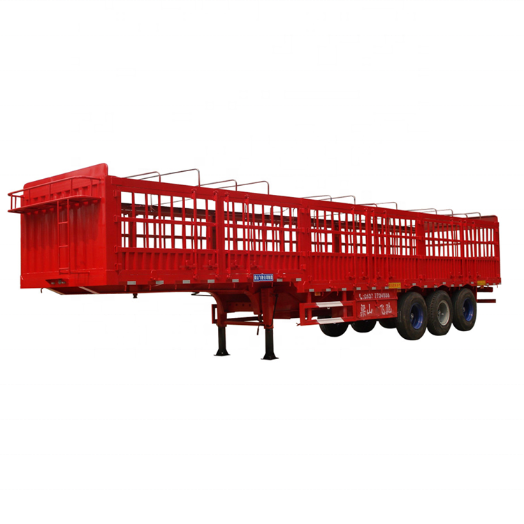 4 Axles Heavy Duty Cargo Transport container delivery low flatbed semi trailer with hydraulic ladders