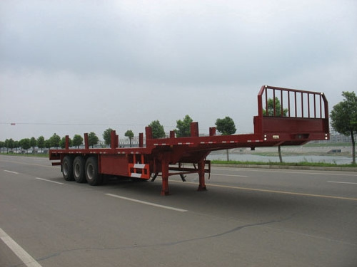 4 Axles Heavy Duty Cargo Transport container delivery low flatbed semi trailer with hydraulic ladders