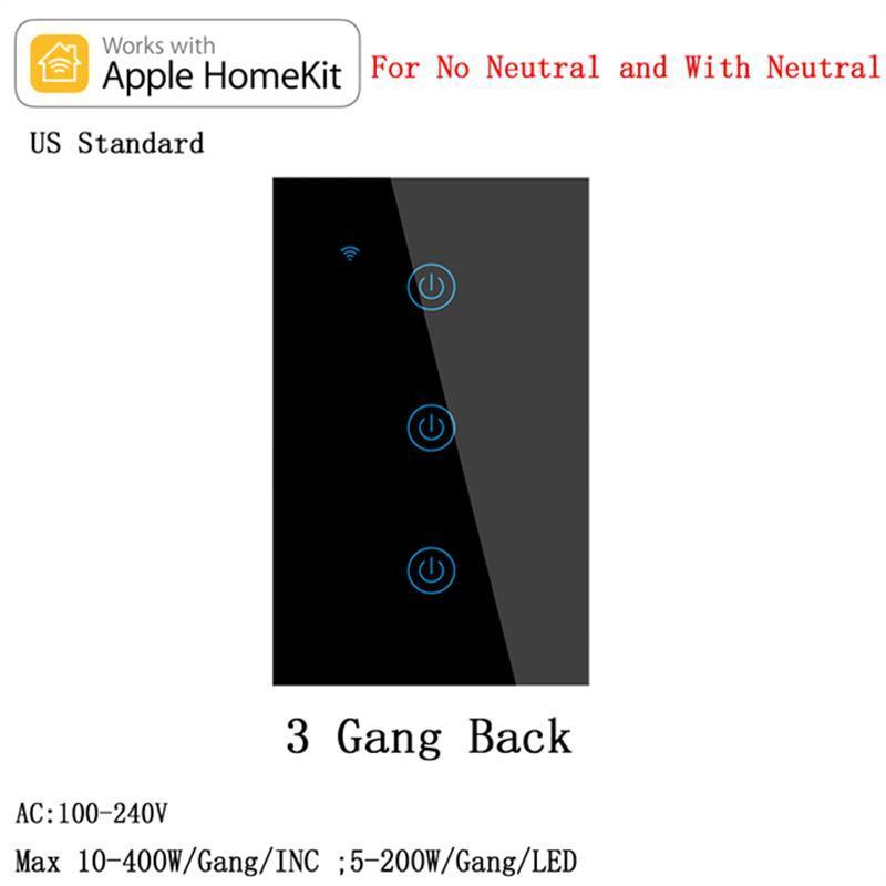 US EU standard touch wall switches need neutral or No Neutral for homekit Works With google home Alexa Siri Voice Control