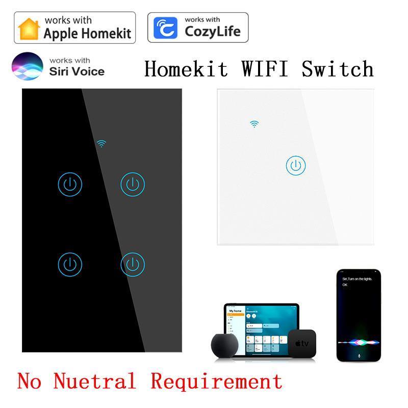 US EU standard touch wall switches need neutral or No Neutral for homekit Works With google home Alexa Siri Voice Control