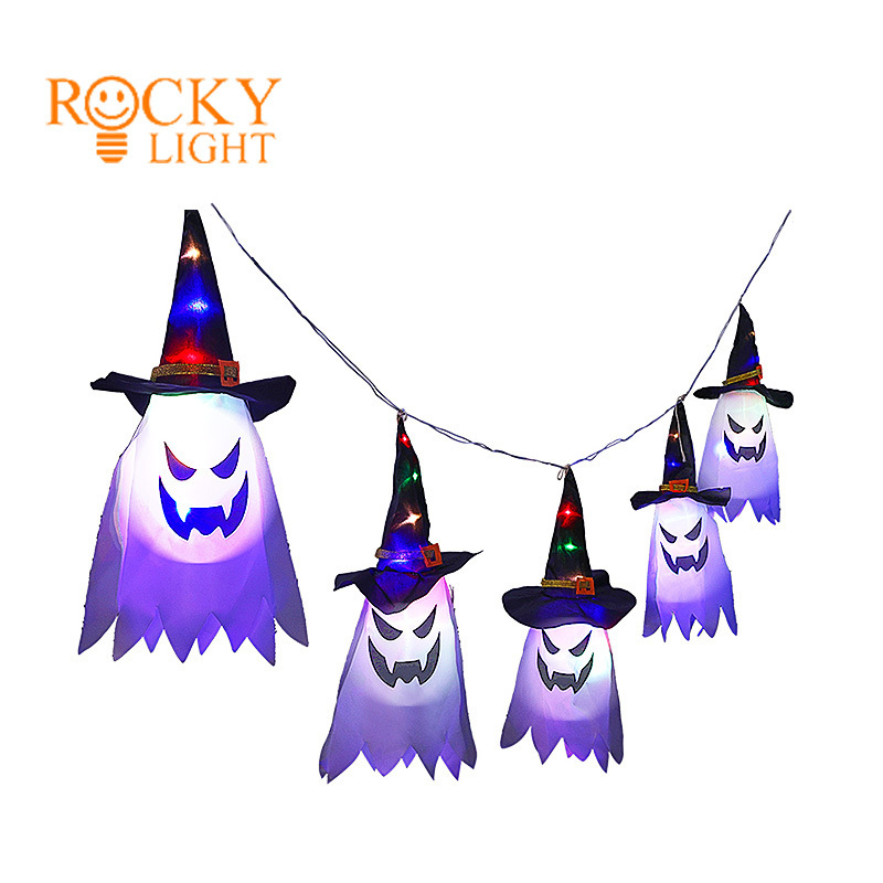 Halloween light string/ 24/5000 Cross-border new wholesale Halloween decorations led lights string battery box ghost festival li