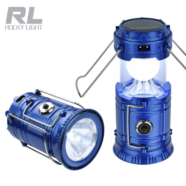 High quality flashlights collapsible 6 led mini telescopic solar outdoor camping lanterns