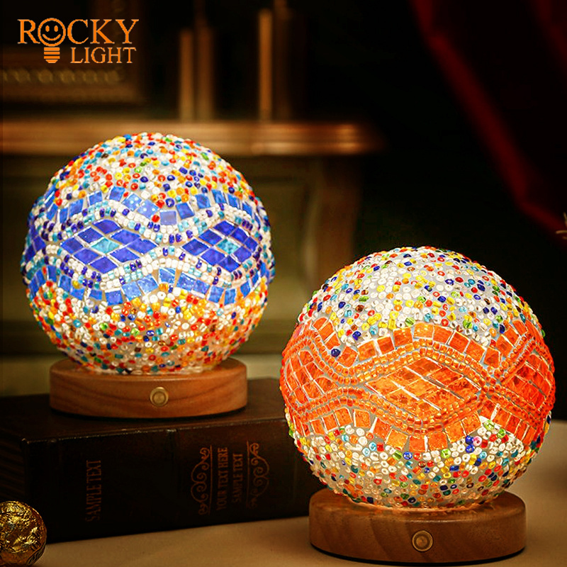 Baroque night light / Baroque modern simple glass creative warm night light desk bedroom bed decoration round ball led small lam