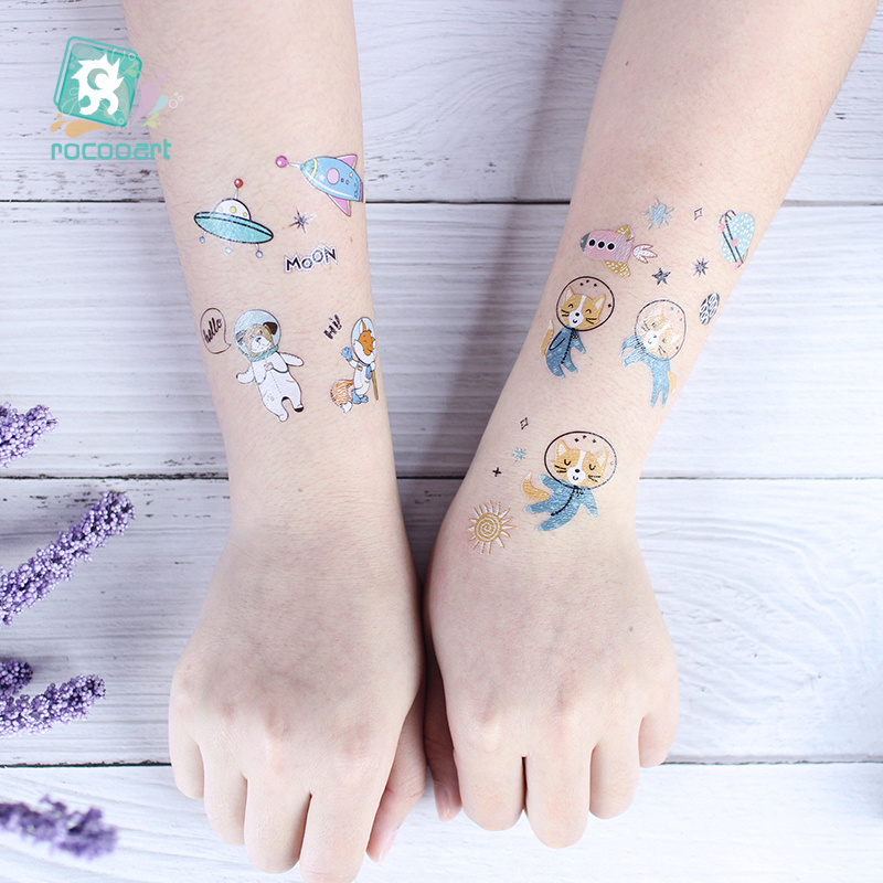 Children's Space Series Temporary Tattoo Boys and Girls Arm Cartoon Astronauts Art Tattoo Stickers Sealed Bag or Customized