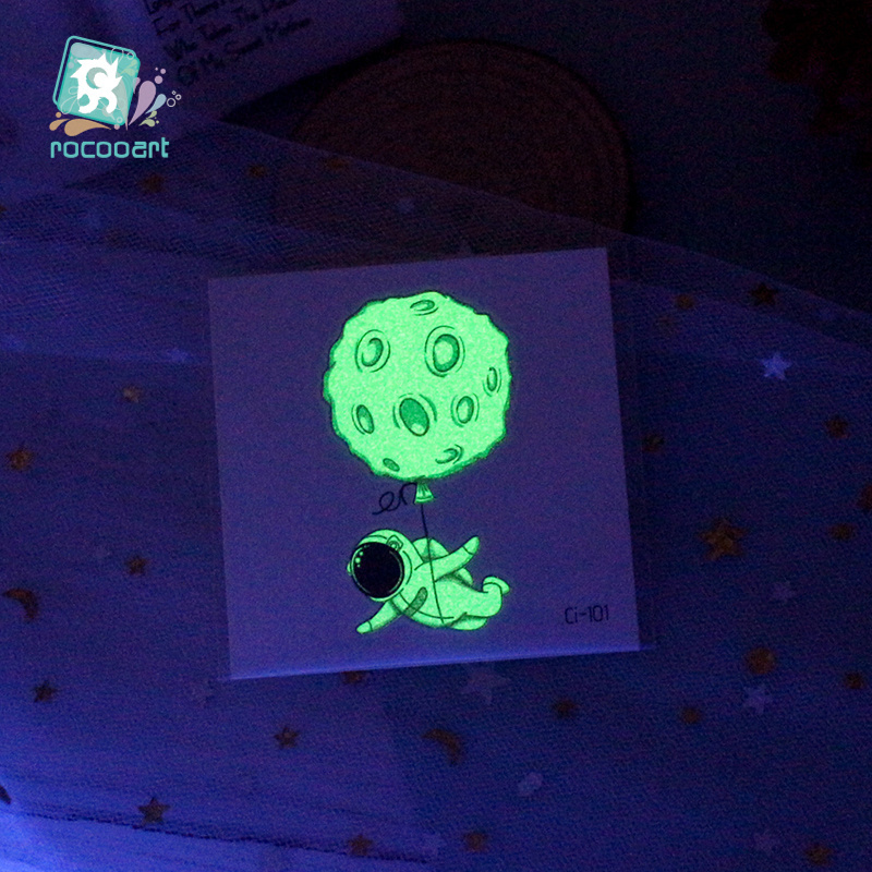 Custom Waterproof Glowing in the dark space series children's removable temporary tattoo sticker