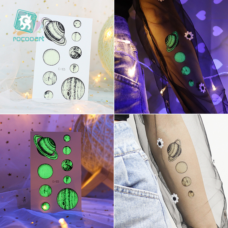 Custom waterproof glowing in the dark firmament removable space temporary tattoo stickers for children