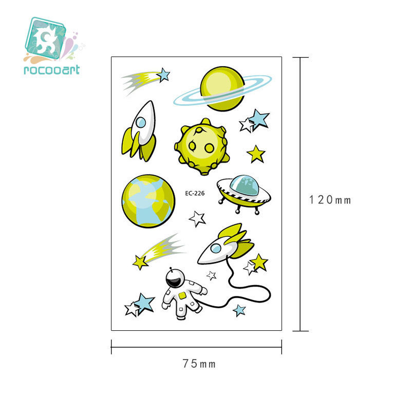 Children's Space Series Temporary Tattoo Boys and Girls Arm Cartoon Astronauts Art Tattoo Stickers Sealed Bag or Customized