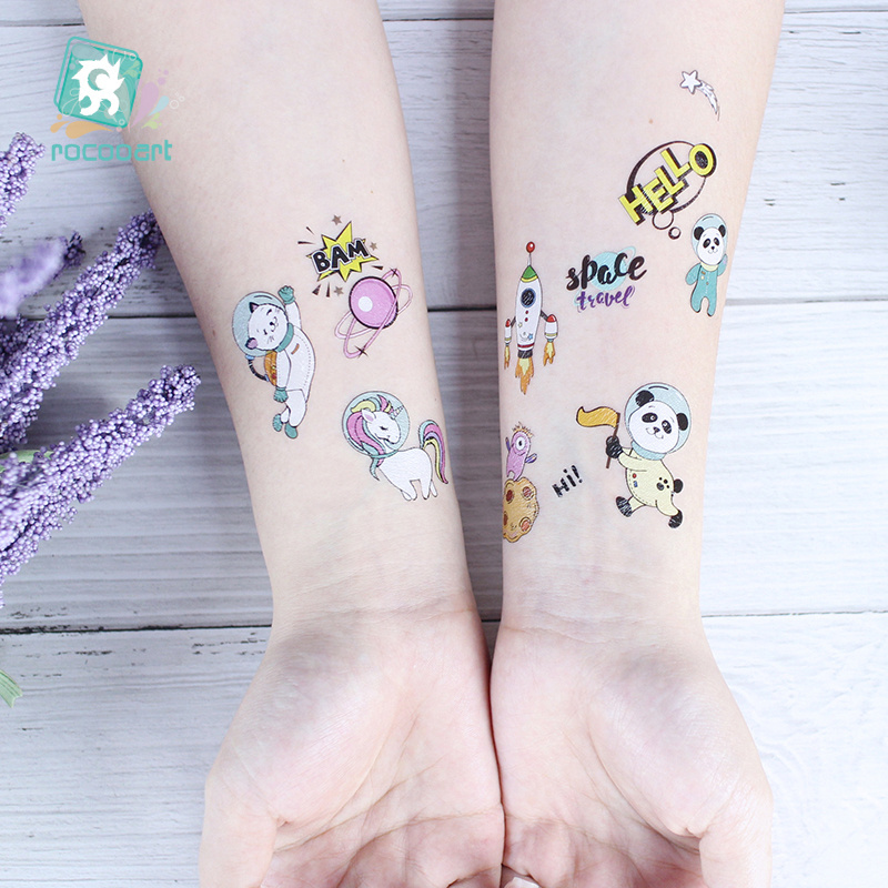 Children's Space Series Temporary Tattoo Boys and Girls Arm Cartoon Astronauts Art Tattoo Stickers Sealed Bag or Customized