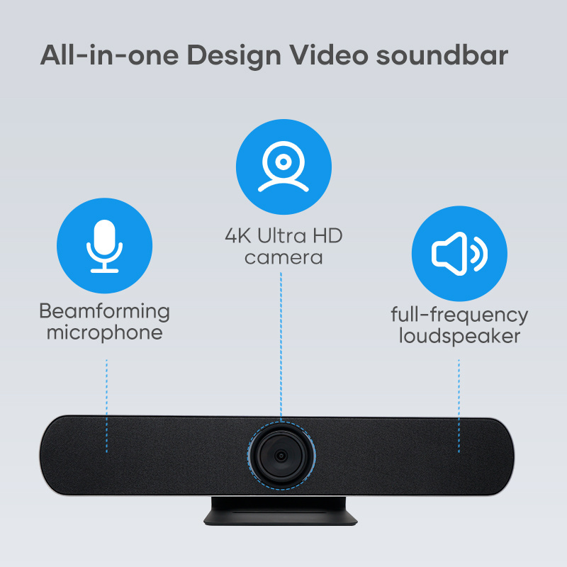 Audio video conferencing system wireless 4K ultra hd video bar voice tracking conference camera with microphone and speaker