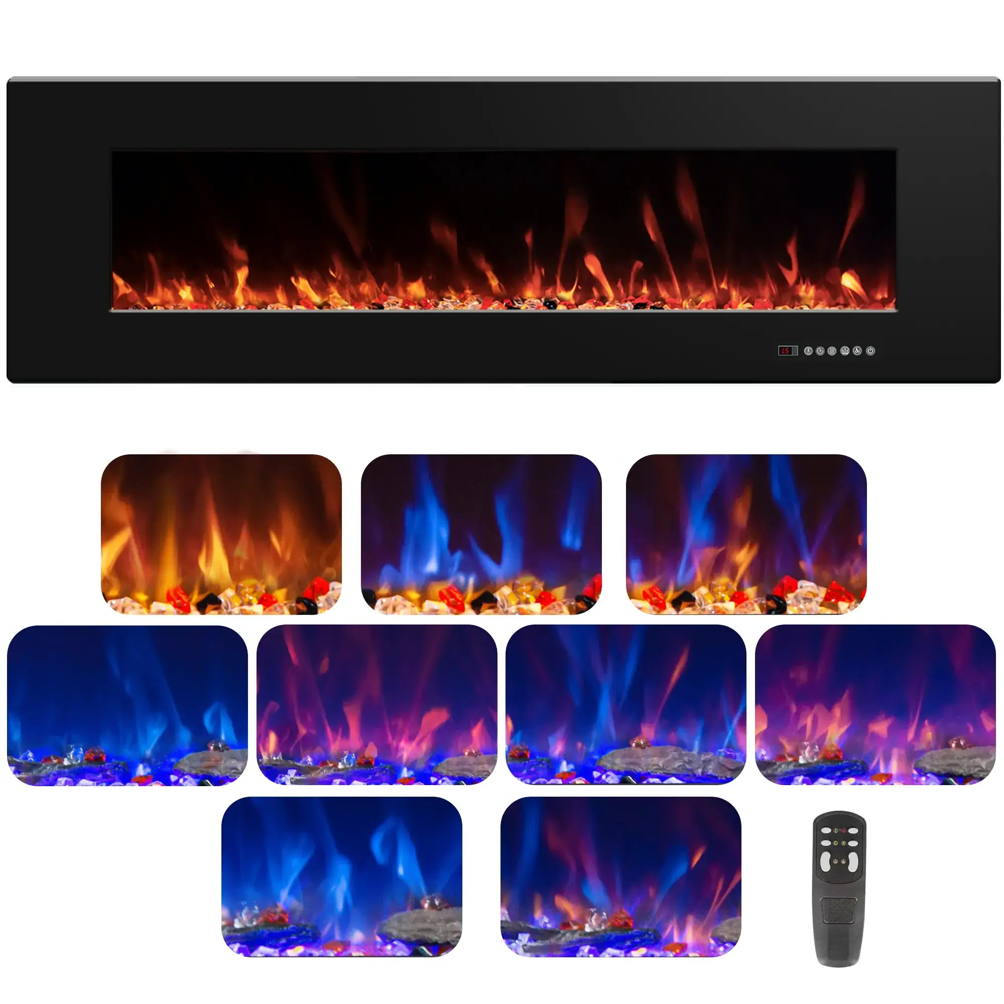 Dreamflame 42 Inch Wall Mounted Not For Recessed Electric Fireplace Heaters  LED Real Flame Indoor Fireplace