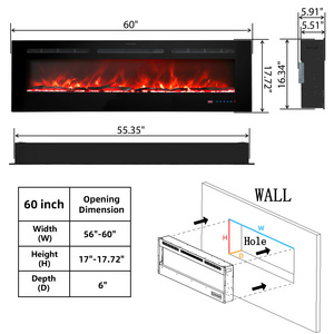 Dreamflame 36"42"50"60"72"80"84"88"Hot Sale Electric Heater Fireplace Indoor 13 Colors Recessed and Wall mounted Heaters