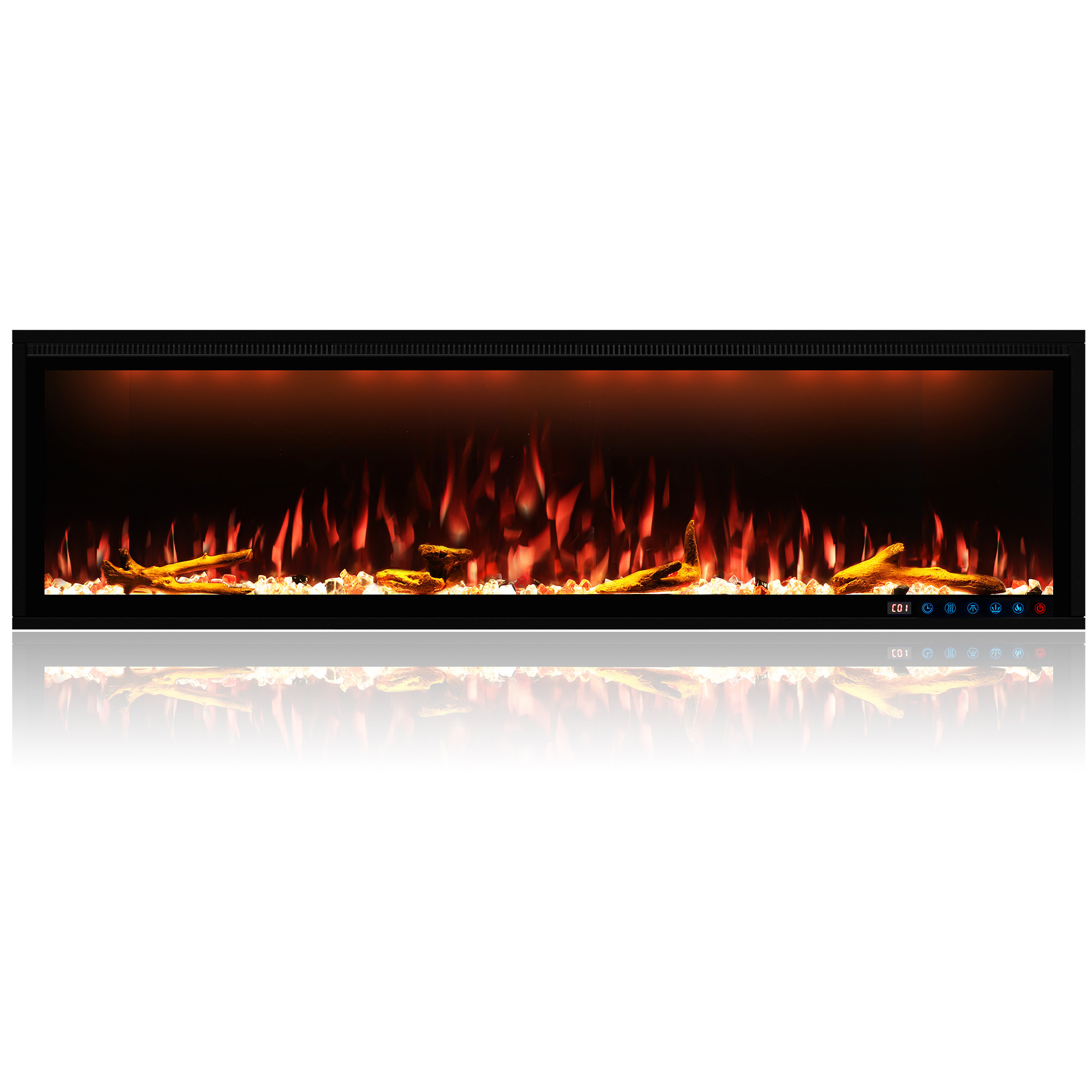 Luxstar 60 Inches Hot Factory Suspended Fireplace with App Control Electric Simulated Flame led Fireplace Heater