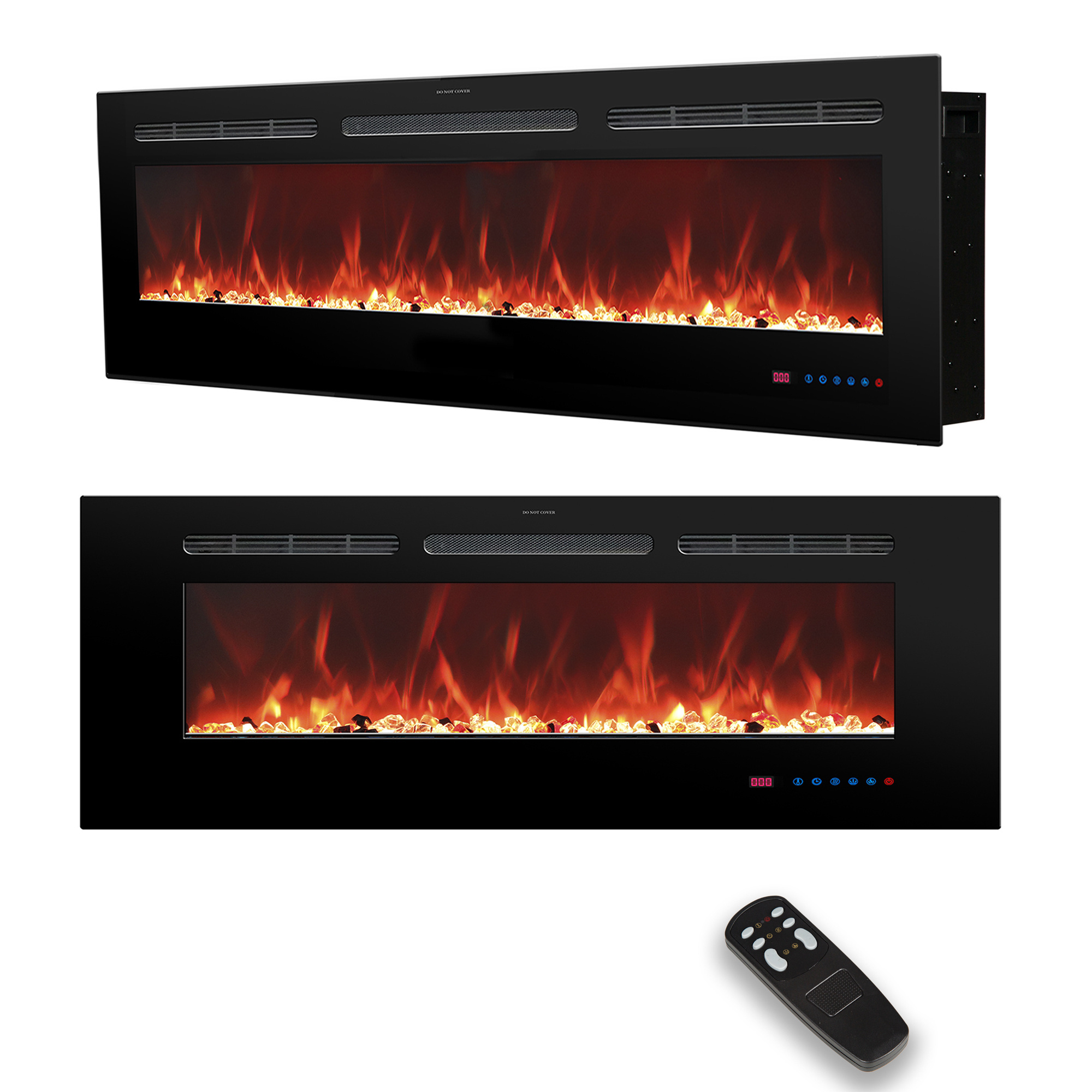 Luxstar 30 Recessed Wall-mounted and Built-in Realistic Flame Effect Modern Electric Fireplace with Thermostat Dimmer