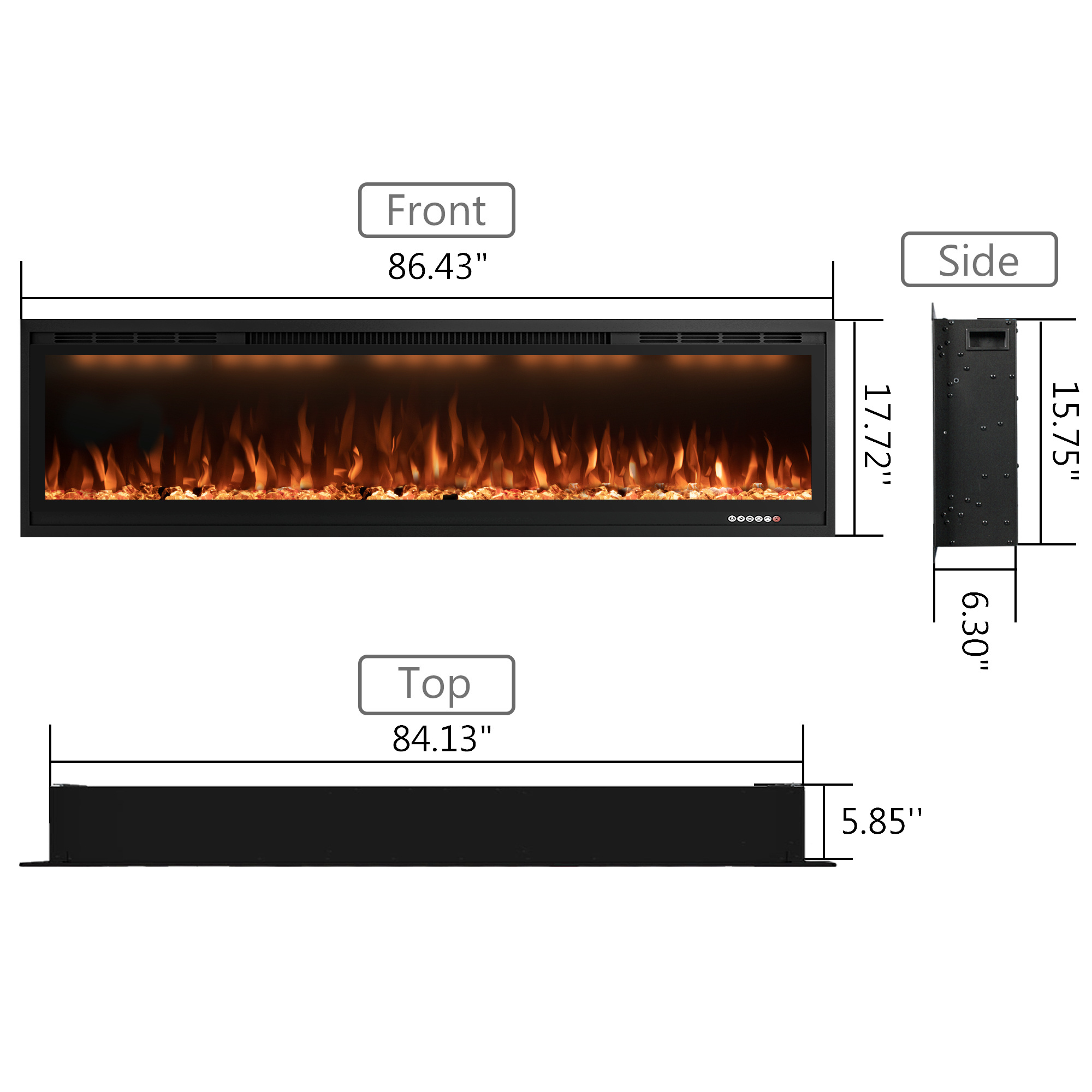 Luxstar 84 Inch Super Large Hanging Fireplace Indoor with 3D Smoke Effect Fireplace Burnering Electric Fireplace