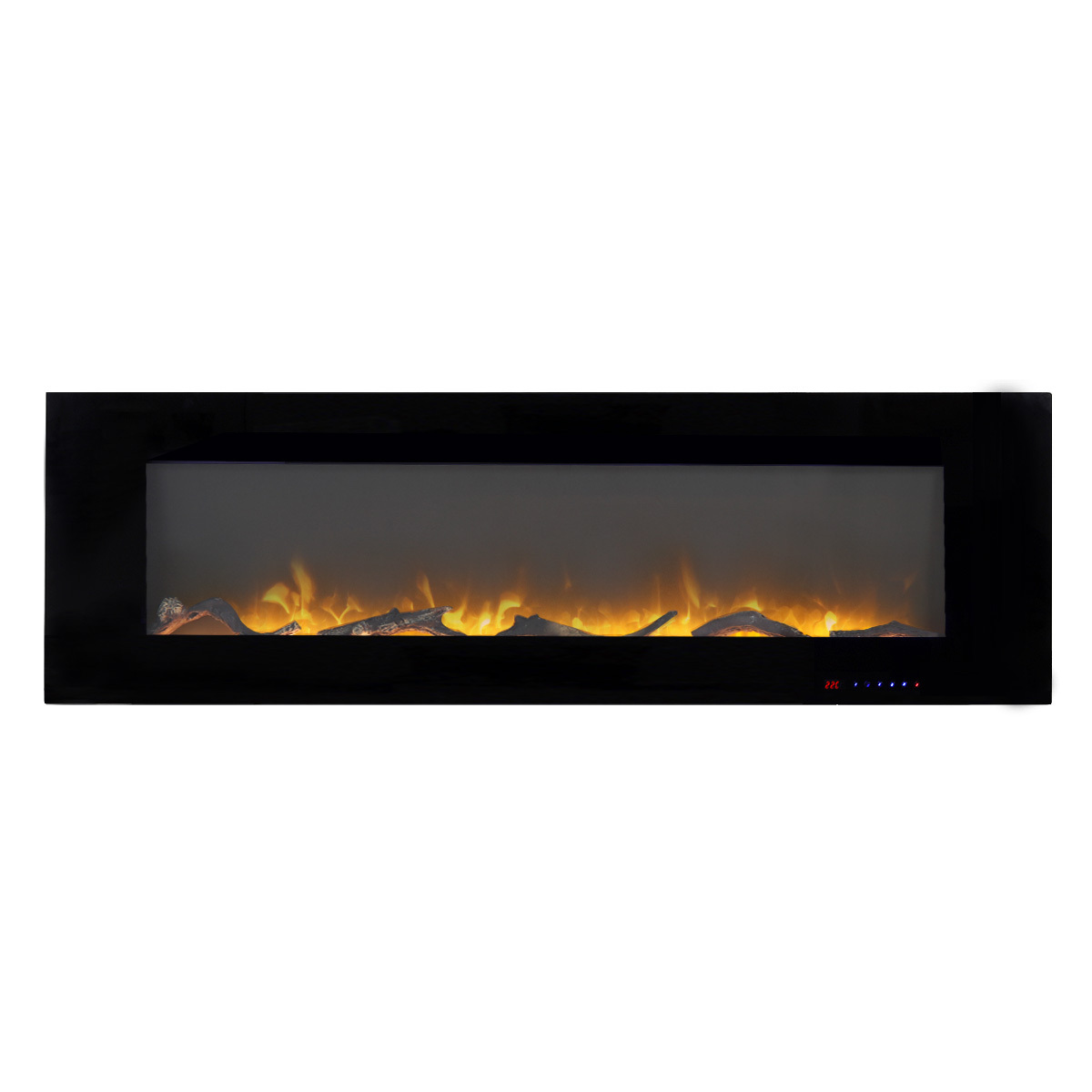 Luxstar Indoor 60 Inch Wall Mounted Not For Recessed Black Electric Fireplace Heaters 1500W Remote Control Decor LED Real Flame