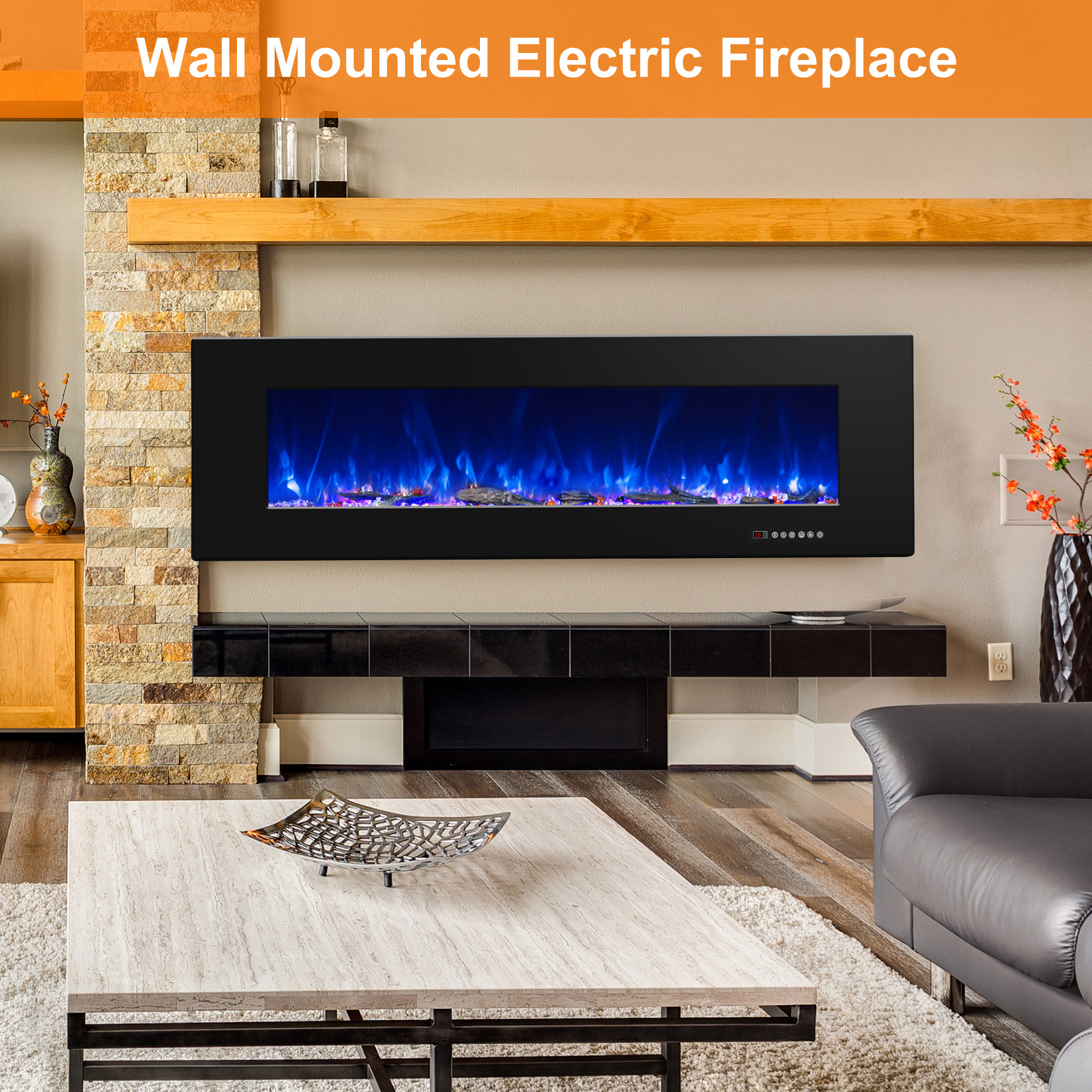 Luxstar Decorative Wall Mounted Electric Fireplace High Quality Factory Direct Wholesale Modern 50 Inches Fire Place