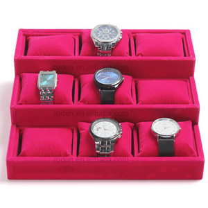 2021  Luxury Shop Decoration Wrist Casio Counter Top Watch Display Stand Three-Layer Watch Stand with Pillow