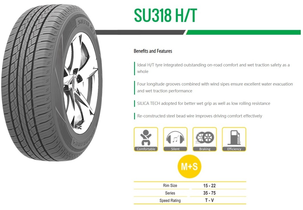 New Goodride SU318 H/T SUV Tyres  outstanding on-road comfort and wet traction safety