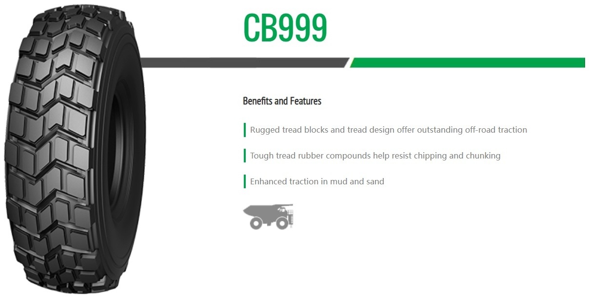 Goodride Dump Truck Tyre CB999 Rugged tread blocks and tread design offer outstanding off-road traction