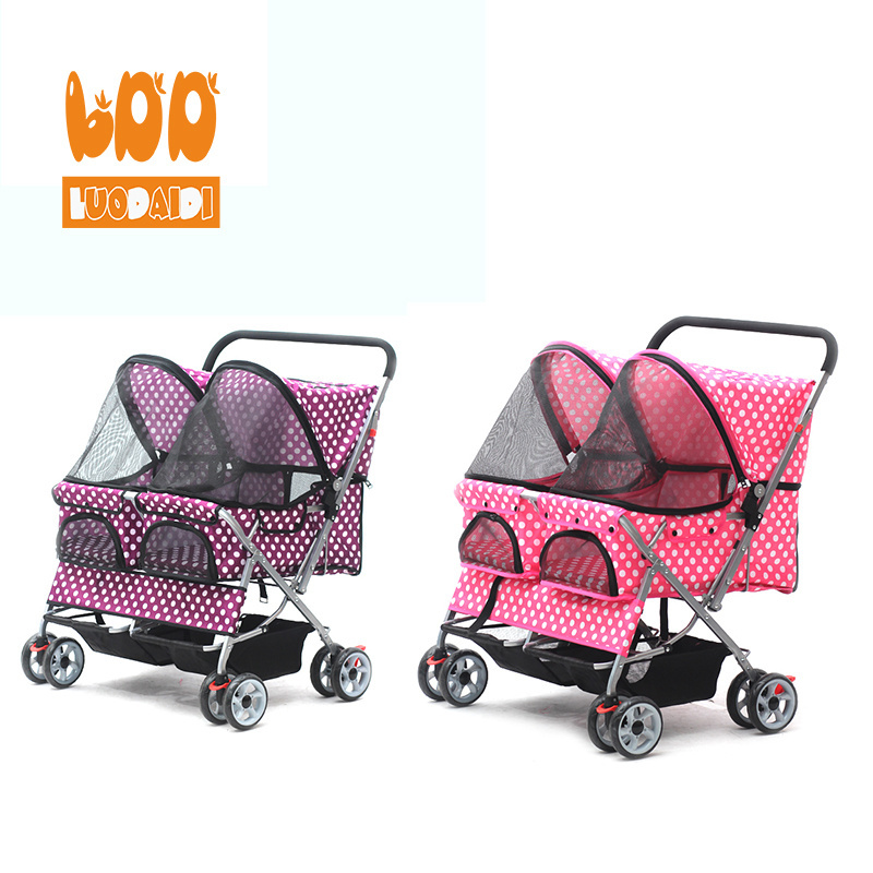 Factory Wholesale 2 Dogs Folding Trolley Twins Double Pet Stroller Dog Stroller Dog pram