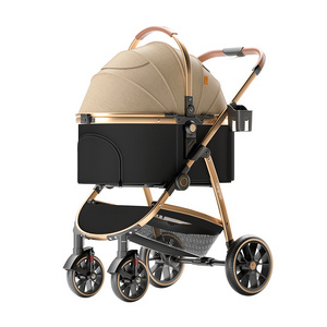 Luxury detachable carrier one hand folding pet stroller dog stroller cat stroller