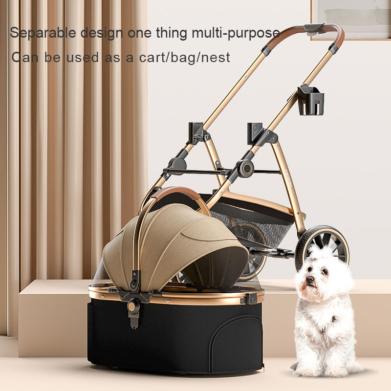 Luxury detachable carrier one hand folding pet stroller dog stroller cat stroller