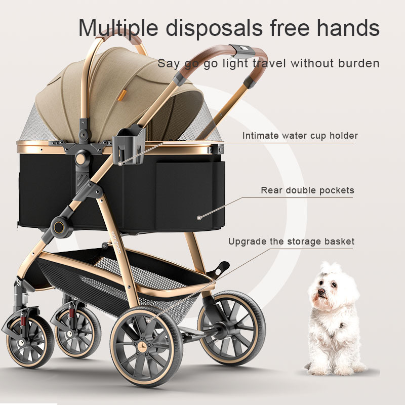 Luxury detachable carrier one hand folding pet stroller dog stroller cat stroller