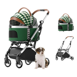 Luxury pet stroller dog or cat separable pet carrier 4 Wheels Easy One-Hand Fold trolley