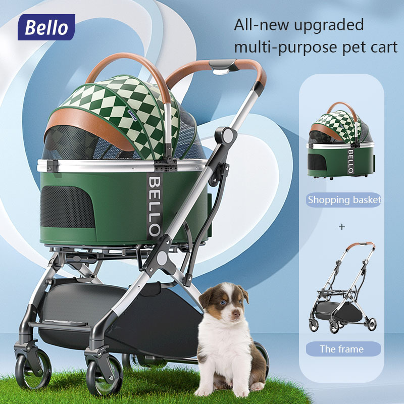 Luxury pet stroller dog or cat separable pet carrier 4 Wheels Easy One-Hand Fold trolley