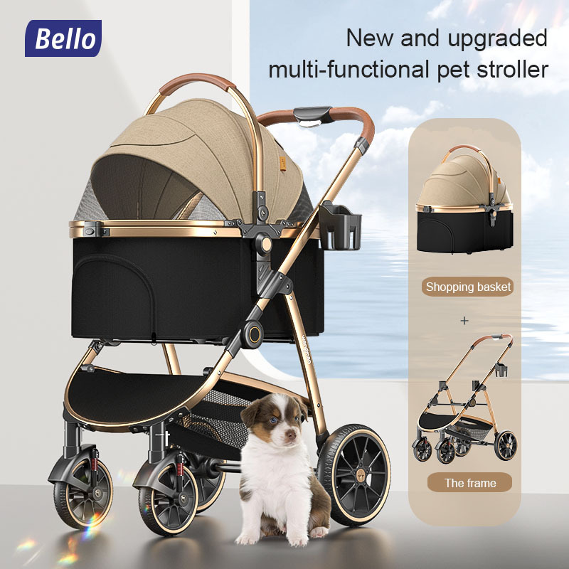 Wholesale customization Pet Stroller cats dogs Easy to Walk Folding Four-Wheel Carrier Carriage Pet Stroller For Cats Dogs