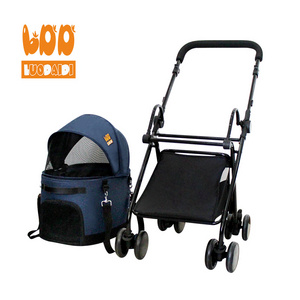 Outdoor Travel Trolley Bag Foldable Pet Cart Stroller for Small Medium Dog Cat Stroller with Detachable Carrier Trolly