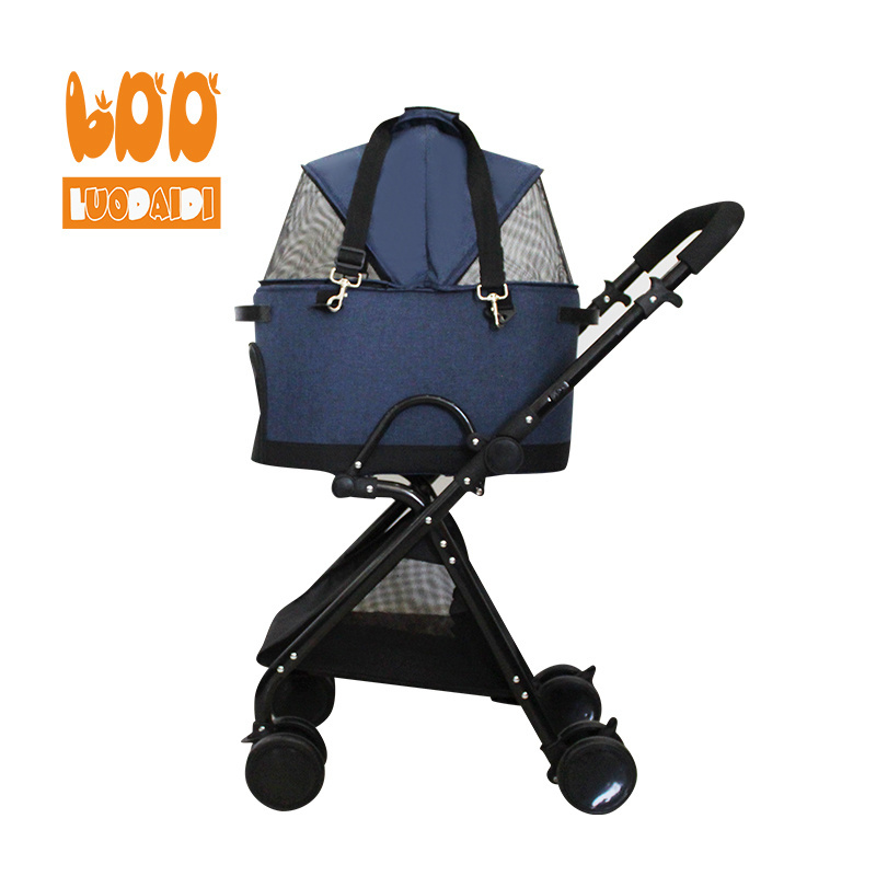 Outdoor Travel Trolley Bag Foldable Pet Cart Stroller for Small Medium Dog Cat Stroller with Detachable Carrier Trolly