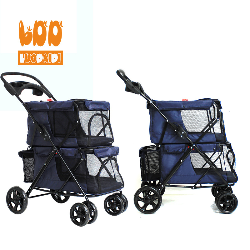 4 wheels foldable pet stroller double dog pet stroller stylish and durable pet strollers