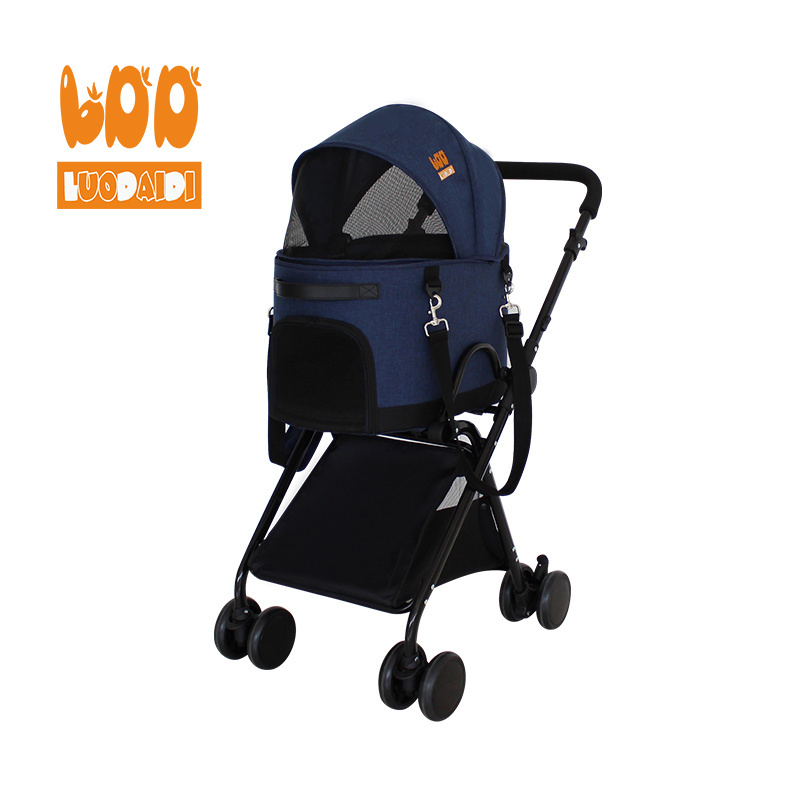 Outdoor Travel Trolley Bag Foldable Pet Cart Stroller for Small Medium Dog Cat Stroller with Detachable Carrier Trolly