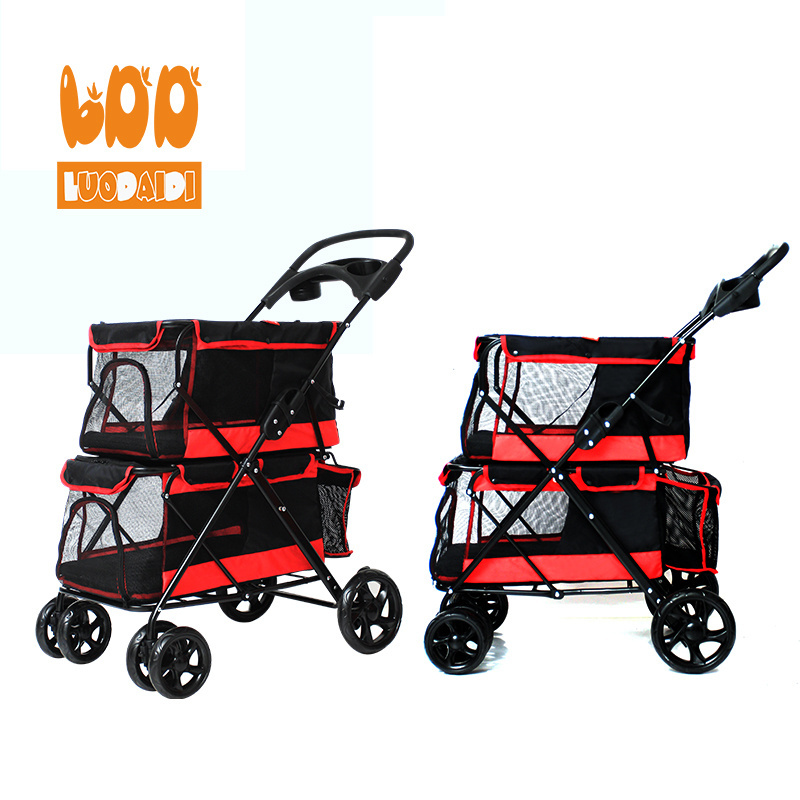 4 wheels foldable pet stroller double dog pet stroller stylish and durable pet strollers