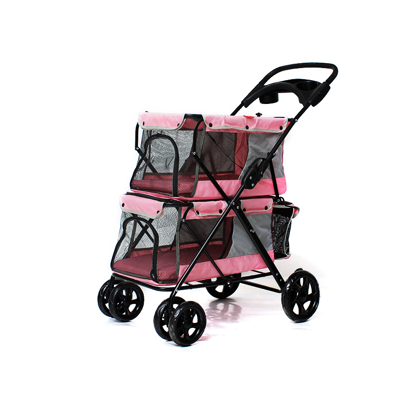 4 wheels foldable pet stroller double dog pet stroller stylish and durable pet strollers